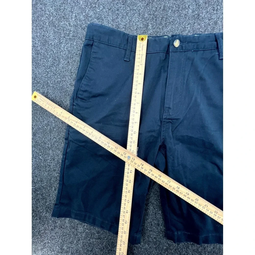 Volcom Stone Chino Shorts Mens 34 Black Flat Front Cotton Stretch Skating Hiking